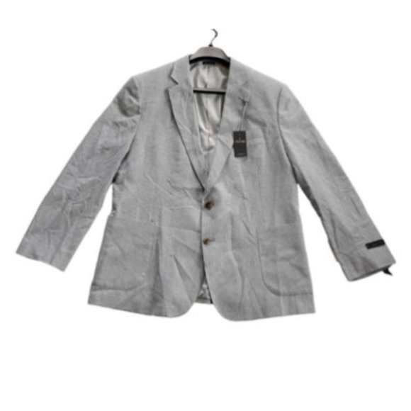 Stafford Classic Fit Sport Jacket Mens Blue Houndstooth Size 48 REG Linen Cotton - Picture 3 of 13